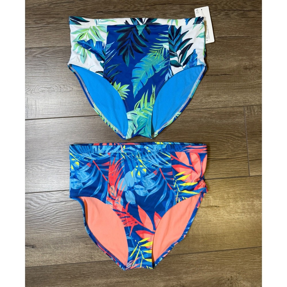 Peyton & Parker High Rise Tropical Bikini Bottoms Lot of 2 Medium NWT/ NWOT